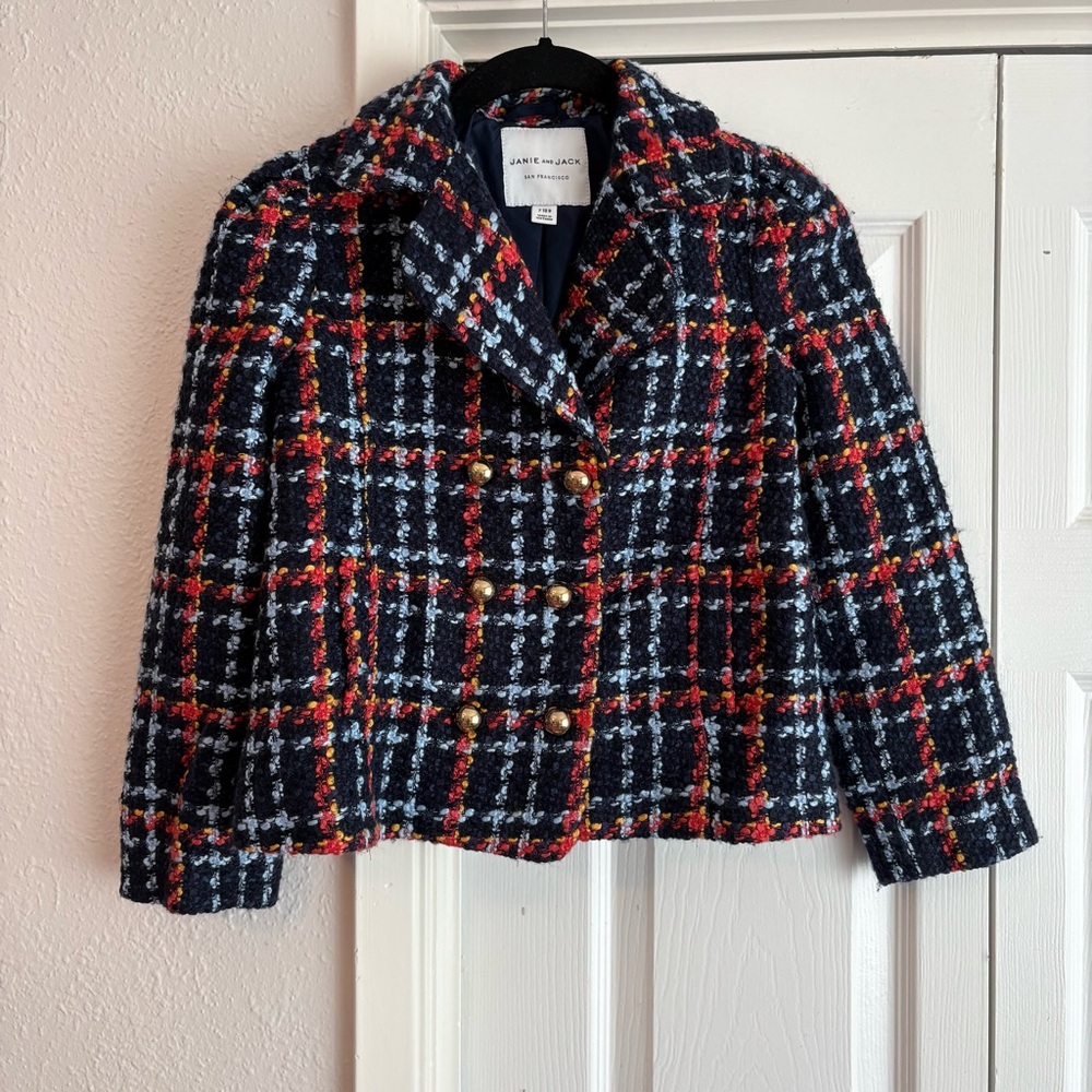 Janie and Jack Plaid Bouclé Jacket Blazer